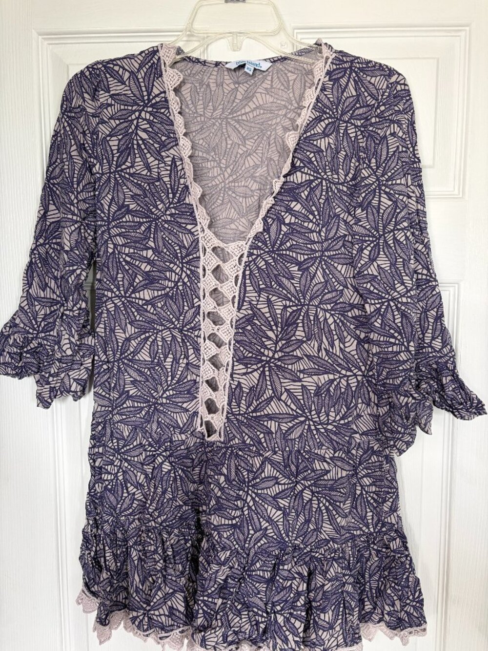Ladies blue Island tunic cover-up dress blue off white size xs